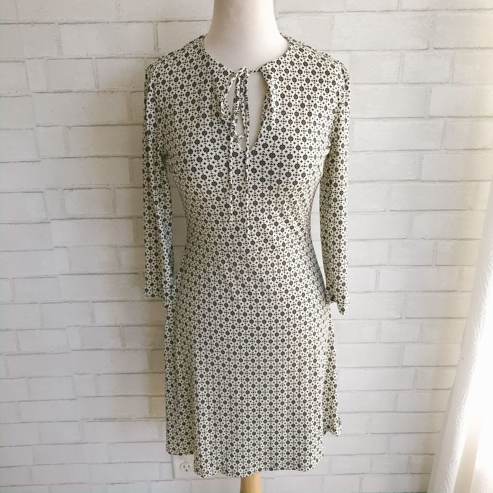 Mango Suit Cream & Black tie front dress